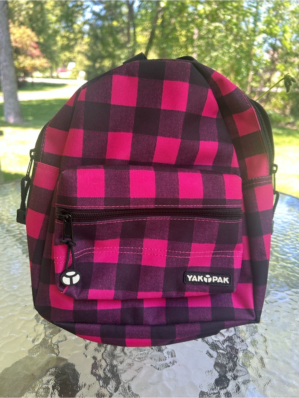 ☀️Yak Pak Pink & Black Buffalo Plaid Mini Backpack